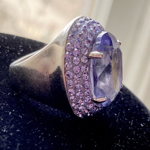 925 sterling silver lavender australian crystal statement ring - Picture 2 of 7
